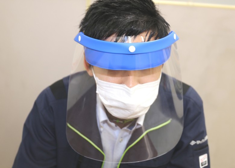 飛沫防止 PET製フェイスシールド【新型コロナウイルス感染対策】 | オリジナルグッズ・ノベルティ・記念品のモノプロランド